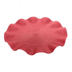 Lugar Americano 38cm de Poliéster Babado Vermelho Wolff